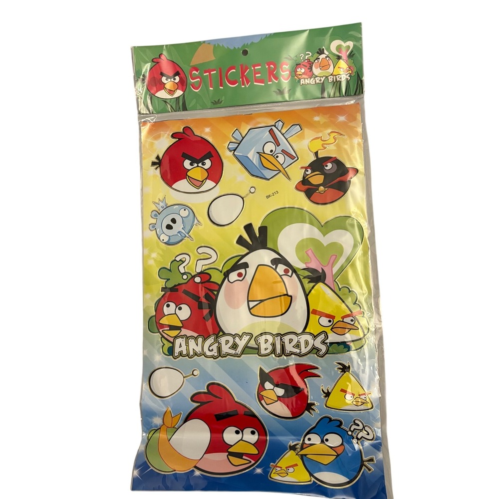Vintage Angry Birds Stickers Sheet Fun Party Favors Kids Birthday Gifts Decor